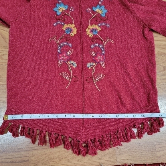 Alfred Dunner Embroidered/Beaded Turtleneck Sweater with Tassle Trim Size LP EUC - Picture 7 of 11